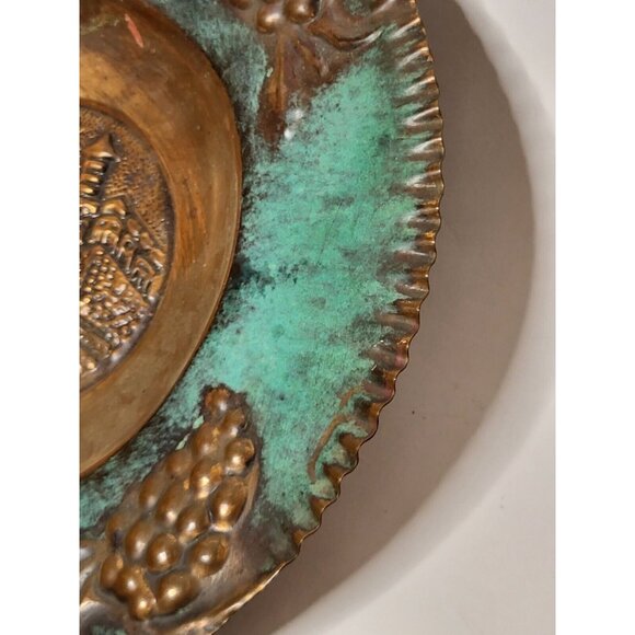 Vintage Israel Judaica Copper Verdigris Wall Plate David’s Tower Castle - Picture 5 of 9